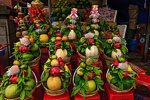 街道,货摊,水果,出售,越南,印度支那,东南亚,东方,亚洲
