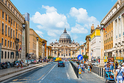 道路,圣彼得大教堂,广场,梵蒂冈城,梵蒂冈,罗马,拉齐奥,意大利,欧洲