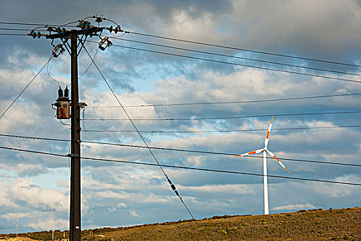 风能,电线,卡拉法特,麦哲伦省,阿根廷