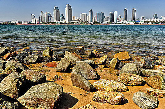 圣地亚哥,城市风光,石头,水,前景