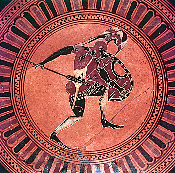 希腊,战士,涂绘,杯子,6世纪,世纪