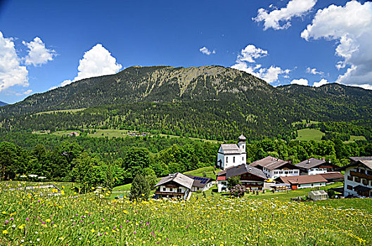 德国,巴伐利亚,山村