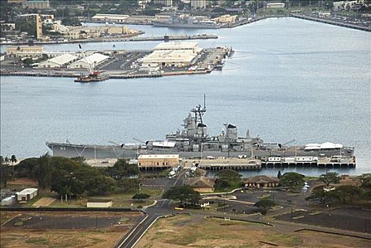 夏威夷,瓦胡岛,珍珠港,航拍,美国军舰,密苏里,战舰