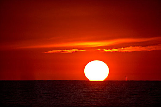 佛罗里达,午休,钥匙,月牙状,海滩,球,红色,日落
