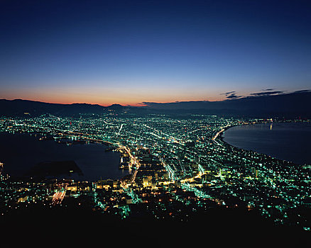 夜景,山,函馆