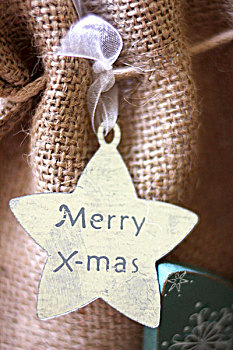 星形,礼物,标签,读,高兴,圣诞,包