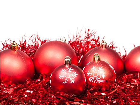 几个,红色,圣诞节,彩球,闪亮装饰物,隔绝