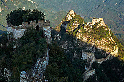 长城,弯曲,山,慕田峪,河北,中国