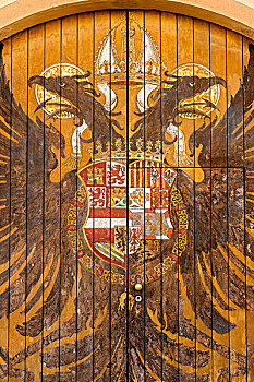 盾徽,鹰,大门,房子,奥格斯堡,斯瓦比亚,巴伐利亚,德国,欧洲