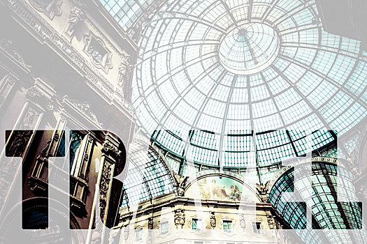 文字,旅行,俯视,玻璃,圆顶,商业街廊,购物,画廊,米兰,意大利