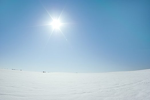 雪,山,太阳