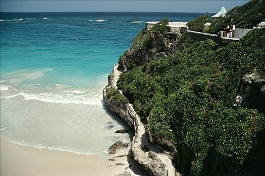 崎岖,岩石构造,风景,靠近,海滩,巴巴多斯,海岸,加勒比海