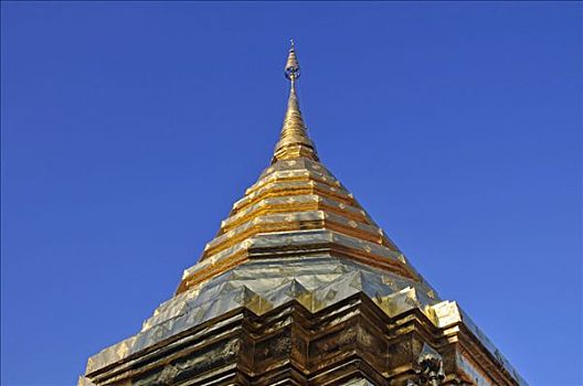 金色,塔,契迪,寺院,清迈,泰国,东南亚