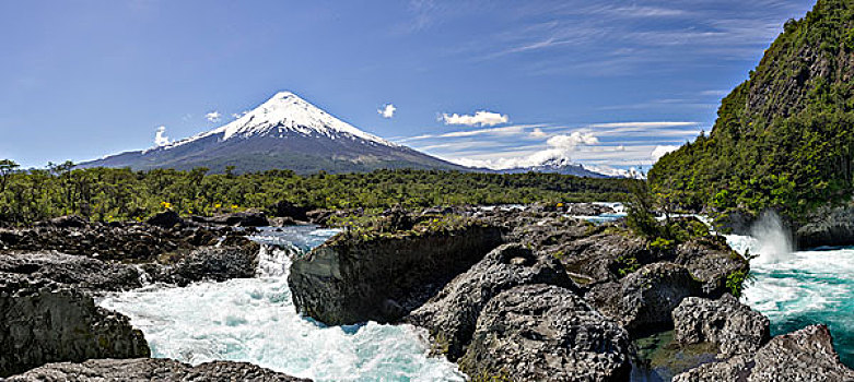 瀑布,火山,波多黎各,拉各斯,区域,智利,南美