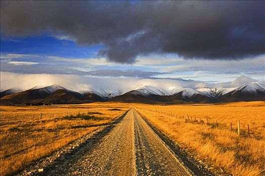 道路,山峦,奥塔哥,南岛,新西兰