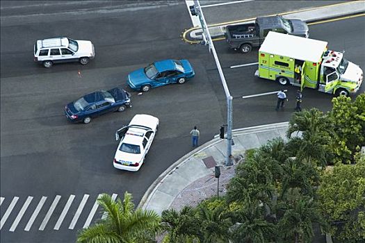 俯拍,車禍,公路,堤道,邁阿密,佛羅里達,美國