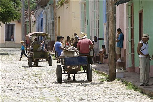 马车,街道,特立尼达,圣斯皮里图斯,省,古巴,拉丁美洲,北美