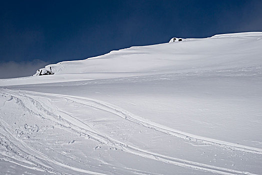 滑雪轨迹,积雪,山,惠斯勒,不列颠哥伦比亚省,加拿大