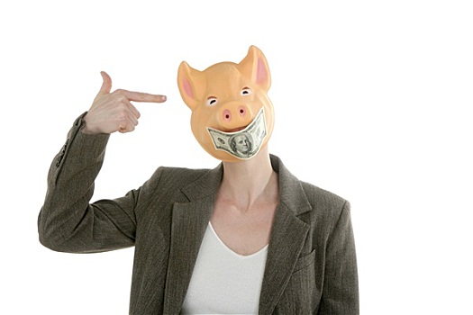 女人,猪,脸,美元,钞票,面具
