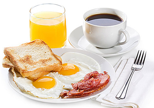 早餐,煎鸡蛋,果汁,咖啡