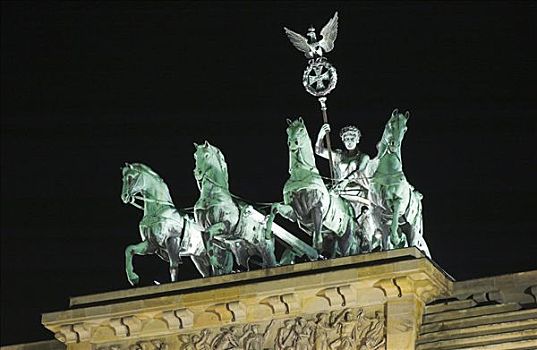 光亮,雕塑,四马二轮战车,勃兰登堡门,柏林,德国