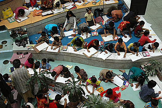 绘画,竞赛,学童,条理,电脑,达卡,孟加拉,十一月,2008年