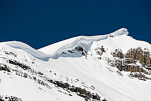 特写,积雪,山峰,大,悬挂,深,蓝天,艾伯塔省,加拿大