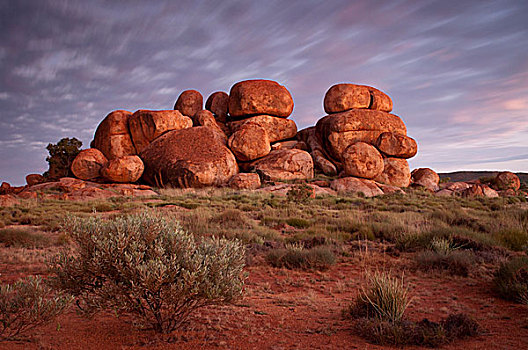 魔鬼石,日落,北领地州,澳大利亚,大洋洲