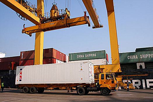 货箱,海港,右边,堤岸,河,航海,英里,海岸线,湾,孟加拉,一个,两个,海洋,港口,出口贸易,进口