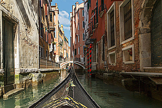 特写,局部,小船,运河,桥,远景,威尼斯,威尼托,意大利