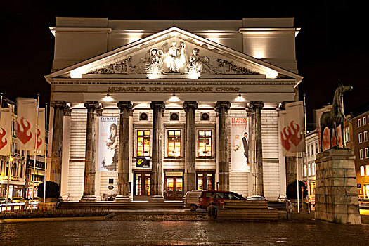 剧院,夜晚,北莱茵-威斯特伐利亚,德国,欧洲