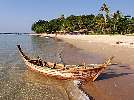 木船,帽子,海滩,岛屿,安达曼海,南方,泰国,亚洲