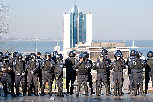 乌克兰,冲突,警察,拿着,背影,一堆,楼梯,敖德萨,欧洲