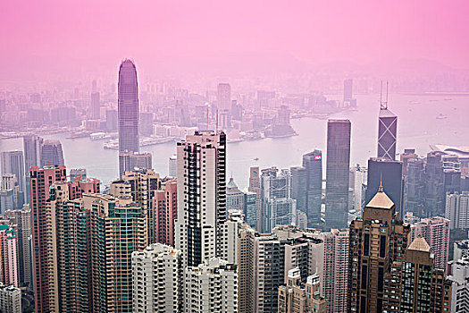 香港的天际线,查看从太平山顶
