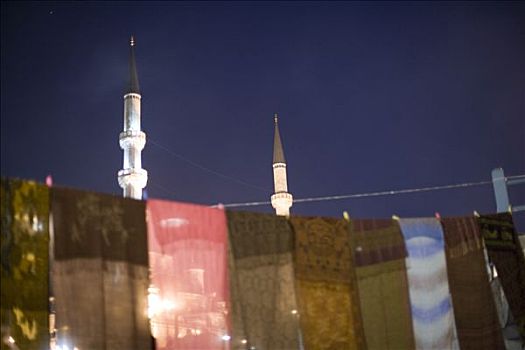 土耳其,伊斯坦布尔,清真寺,夜晚