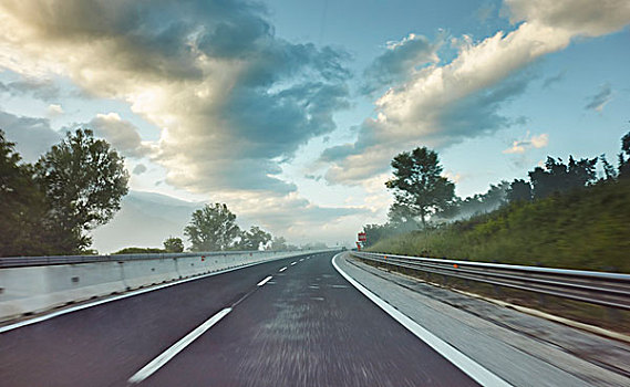 高速公路,早晨,阿布鲁佐,意大利