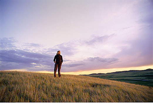 远足者,东方,草原国家公园,萨斯喀彻温,加拿大