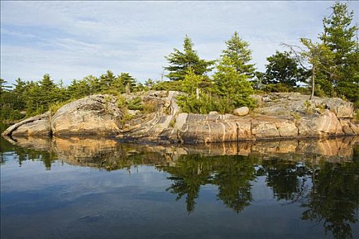 岩石,岛屿,岸边,英里,湾,乔治亚湾,国家公园,安大略省,加拿大