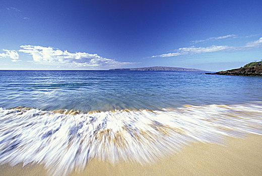 美国,夏威夷,毛伊岛,海浪,进入,麦肯那,海滩