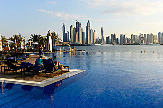 阿联酋,迪拜,游泳池,手掌,摩天大楼,天际线