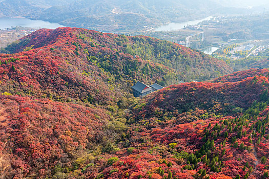 航拍济南章丘莲花山圣水禅寺