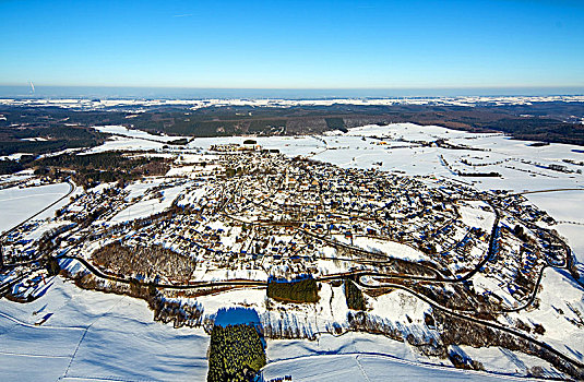俯视,冬天,藻厄兰,北莱茵威斯特伐利亚,德国