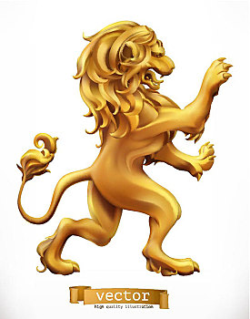 金色,狮子,象征,矢量