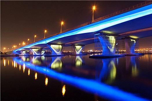 蓝色,光亮,桥,迪拜,阿联酋