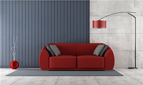 现代,客厅,红色,沙发