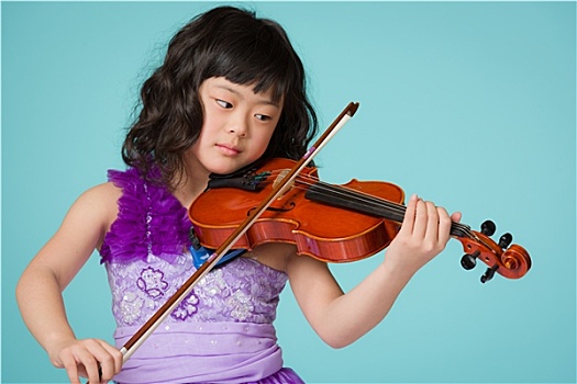 年轻,日本,女孩,头像,小提琴