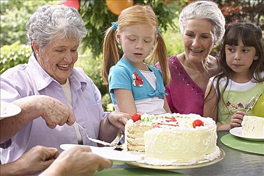 祖母,孙女,生日派对