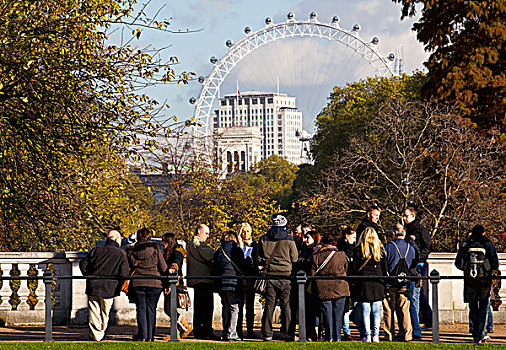 旅游,远眺,圣詹姆斯公园,伦敦眼,伦敦,英格兰,英国