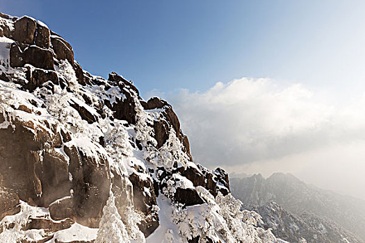 雪景,黄山,山,冬天