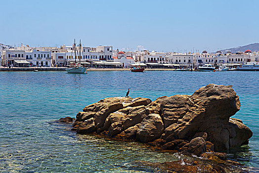 船,白色涂料,建筑,湾,米克诺斯岛,希腊